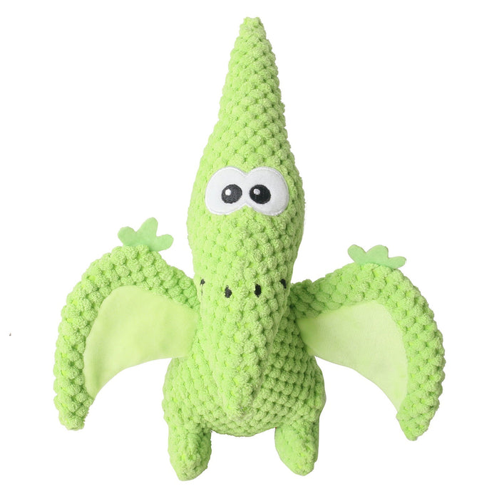 Plush Stuffed Pterosaur Dinosaur Pet Toy with Snapping Paper Wings Sounding Dog Toy
