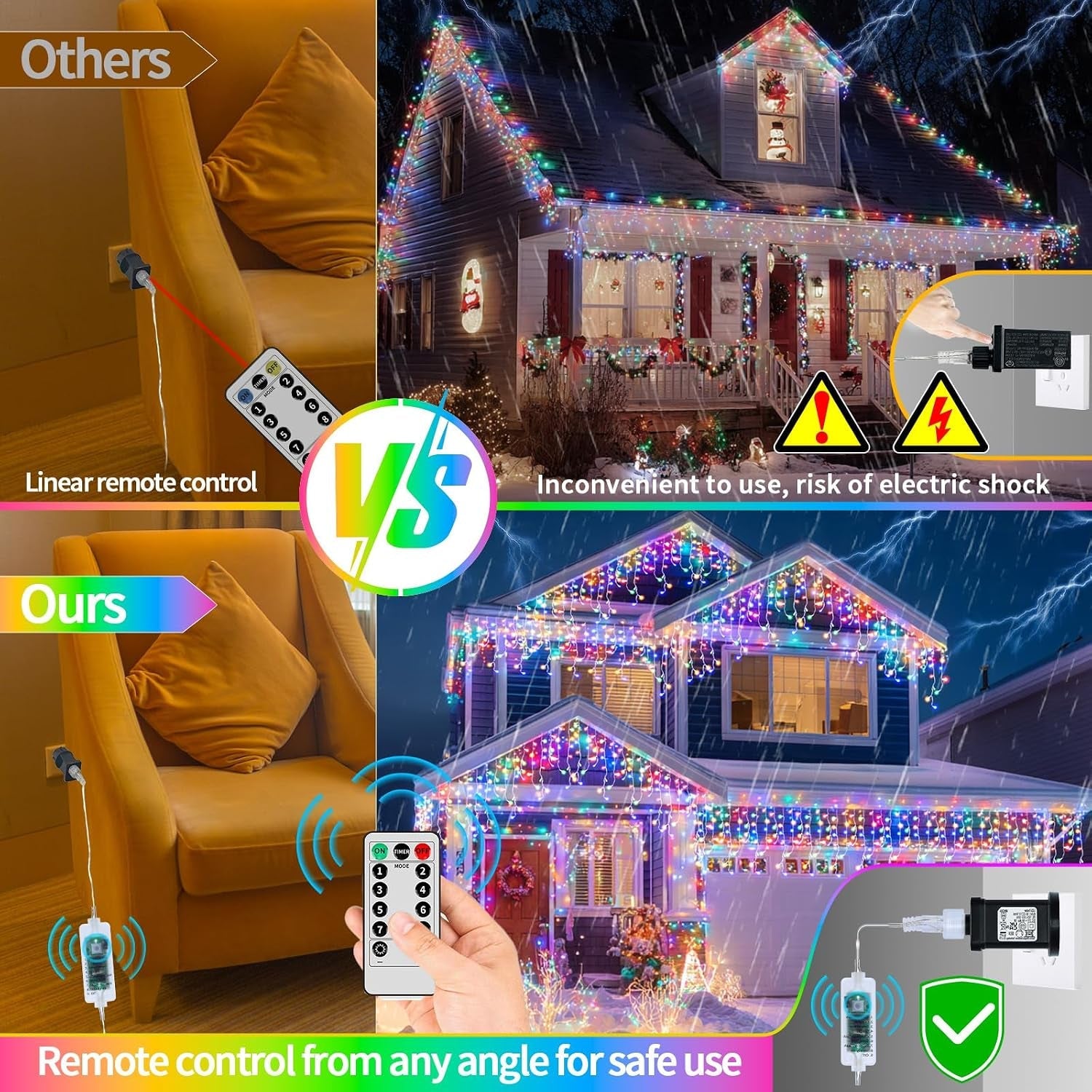 3 In1 Icicle Outdoor Christmas Lights, 20+5M/82Ft 660 LED Outdoor Fairy Light Plug In, Waterproof String Lights with 8 Modes and Dimmable for Porch, Deck, Garden, Backyard, Balcony Decorations