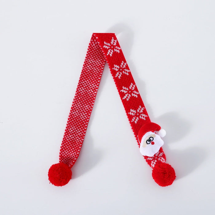Pet Cat Dog Knitted Wool Plaid Snowflake Santa Claus Scarf Warm Christmas Three-dimensional Hat