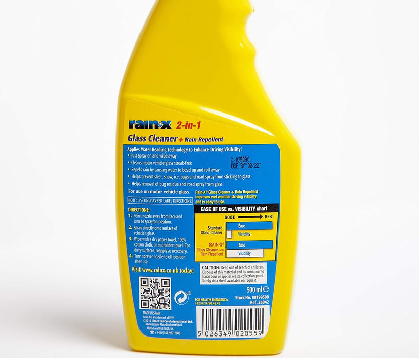 88199500 2In1 Glass Cleaner + Rain Repellent, 500Ml, Red