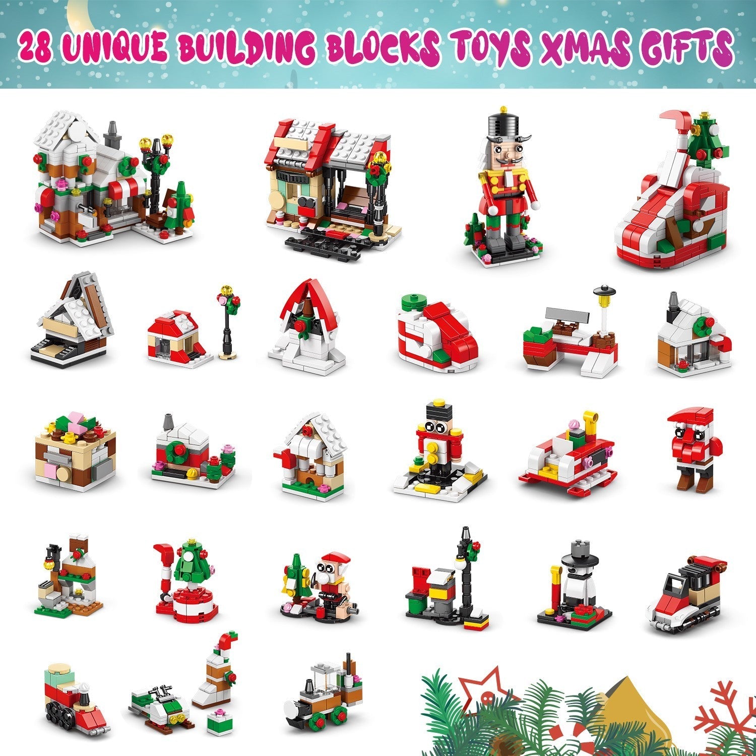 24 Days Countdown Christmas Advent Calendar Kids Building Blocks Toys Gift Boxes