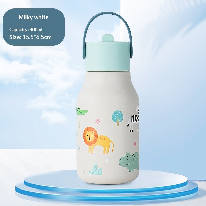 Cartoon Baby Titanium Drop-Resistant Straw Water Bottle