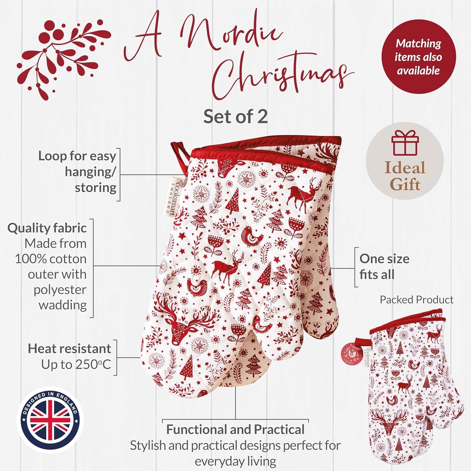 a Nordic Christmas Gauntlet Oven Glove