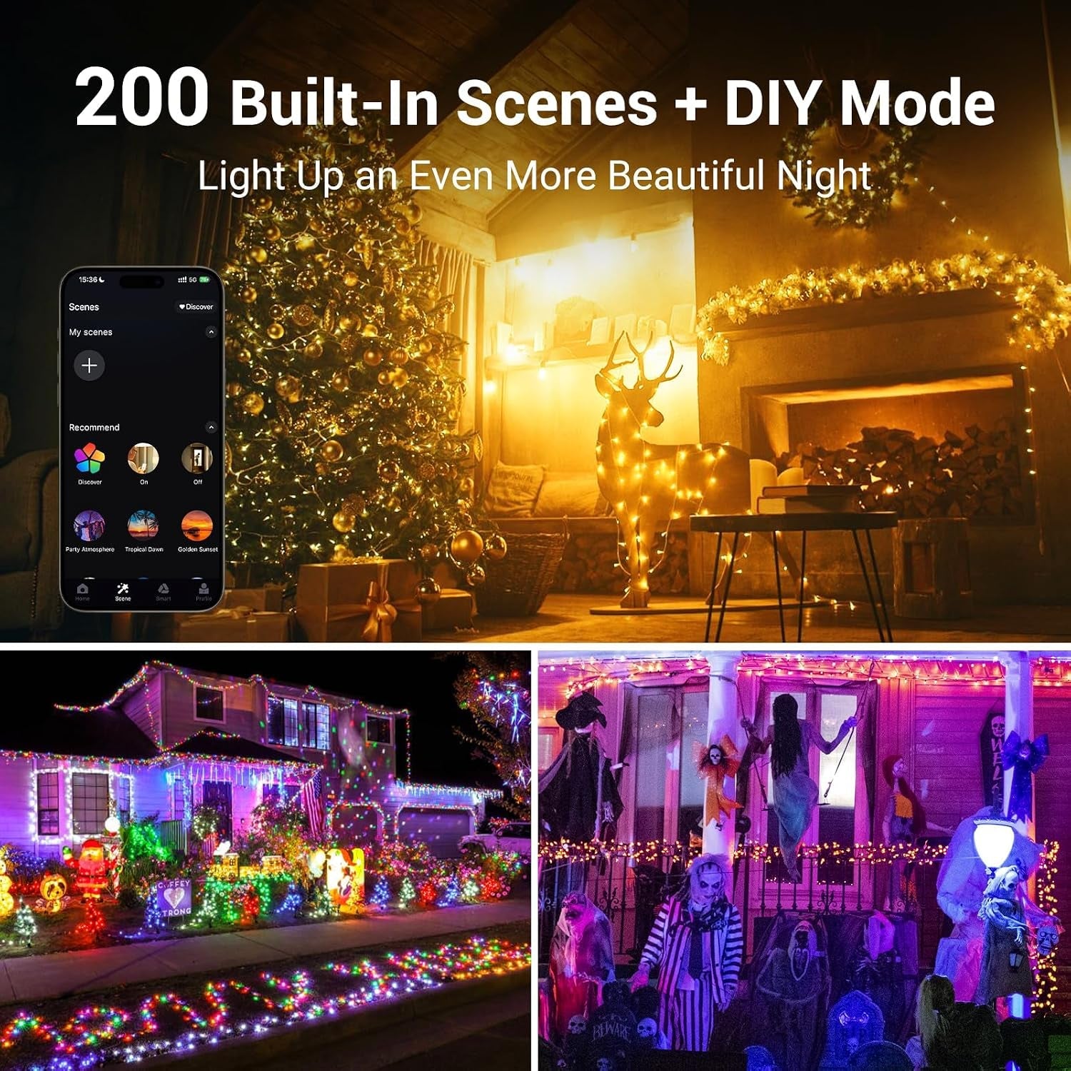 30M 300Leds Christmas String LED Lights,Rgb App Control Smart Light