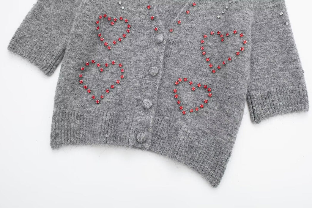 Marc Gianno Beaded casual loose knit cardigan