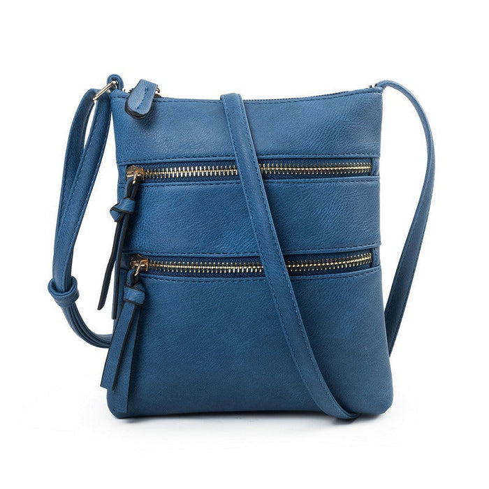 Multifunctional pocket with double zipper vertical women's bag