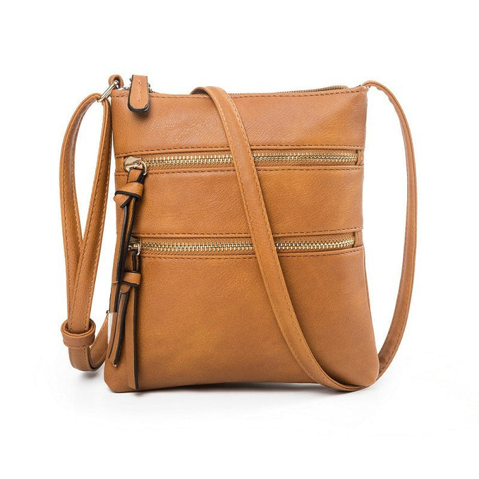 Multifunctional pocket with double zipper vertical women's bag