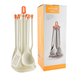 Silicone Kitchenware Frying Spatulas Soup Ladles Strainers Brushes And A Utensil Rack
