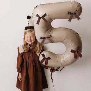 0-9 Years Old Balloons Wedding Decorations Matte Globos Birthday Party 32Inch Aluminum Foil Bow Vintage Milky Number Balloons