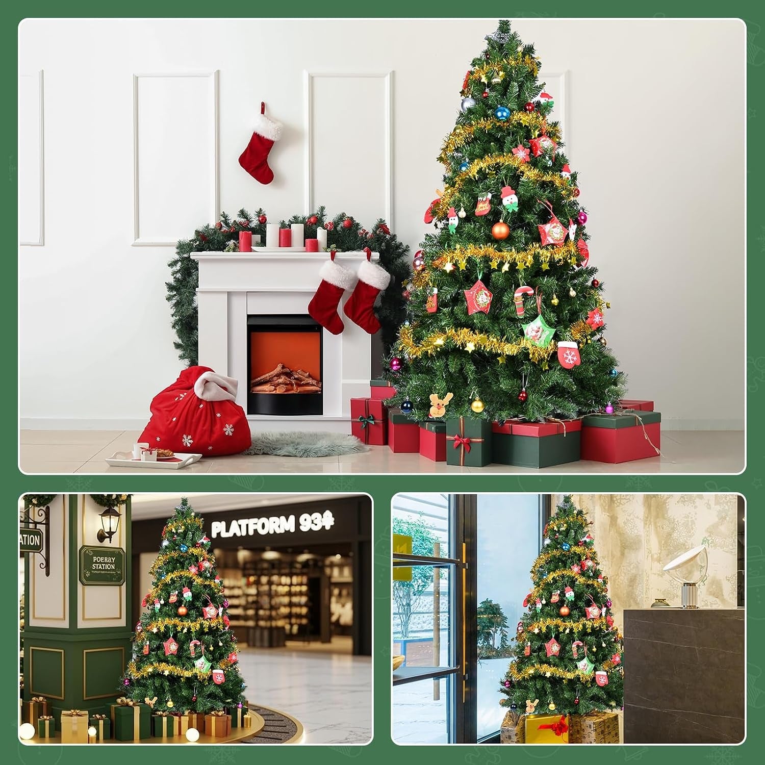 Christmas Tree 6FT – 800 Tips Full & Realistic Green Xmas Tree with PVC Branches, Metal Stand – Christmas Tree for or Home, Office, Shops and Hotels (180 Cm, Green)