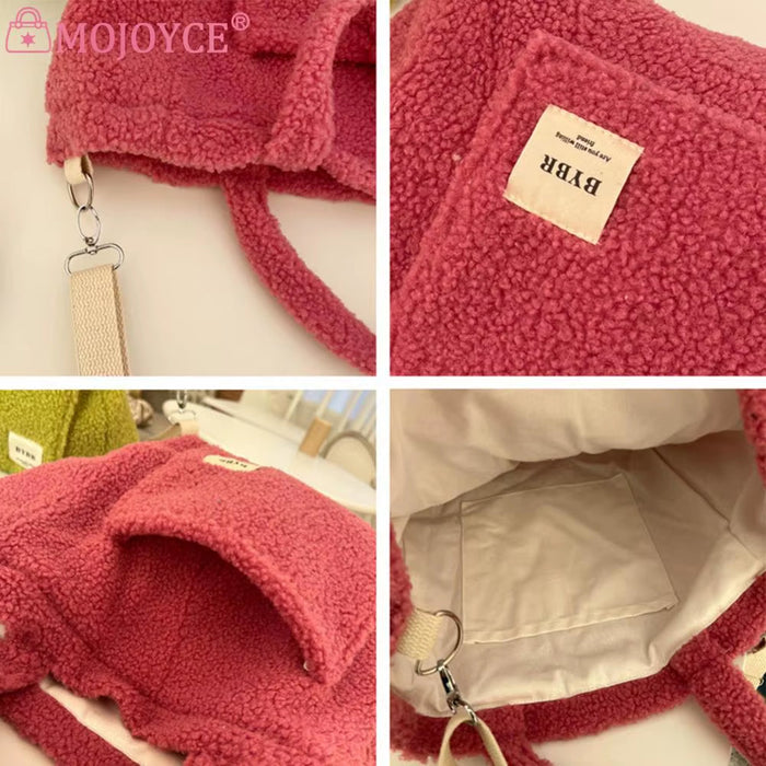 Winter Messenger Bags Soft Plush Women Women Handbag Large Capacity Fleece Shoulder Bag Lamb down Travel Street Ladies Hand Bag