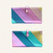 Women'S Fashion Elegant PU Leather Long Wallet Colorful Stripe Stitching Zipper Pocket Card Holder, Bifold