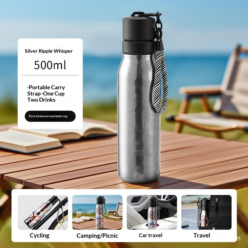 High-Style Pure Titanium Insulated Water Bottle For Outdoor Activities