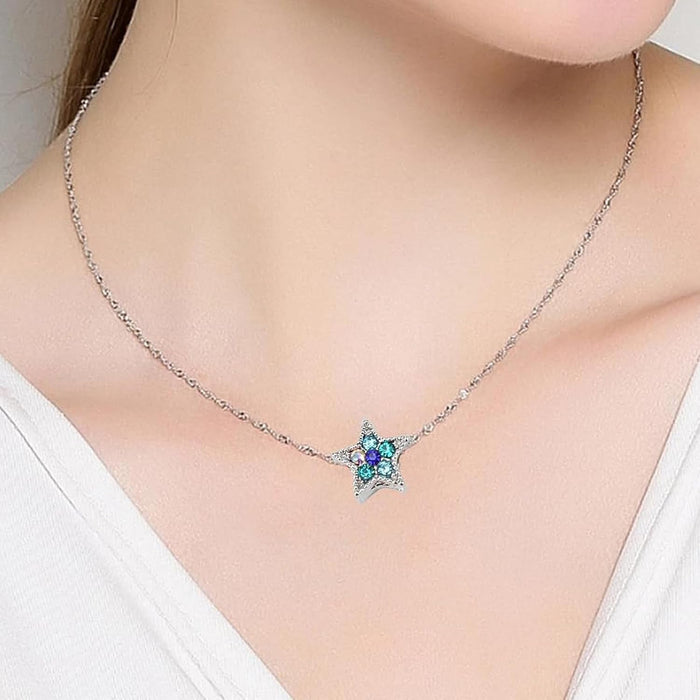 Silver Charms for Bracelets - Summer Ocean Sea Star Pendant with DIY Cube Zirconia Beads, Fashion Jewelry Suitable for Pandora Bracelet Making, DIY Gifts for Women and Girls 2PCS