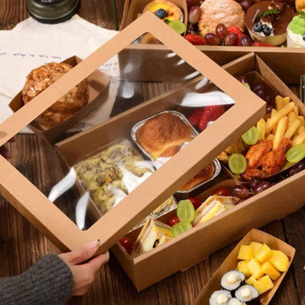 Cookie Boxes with Window 35 × 30 × 8 Cm, 10 Pack Corrugated Bakery Boxes