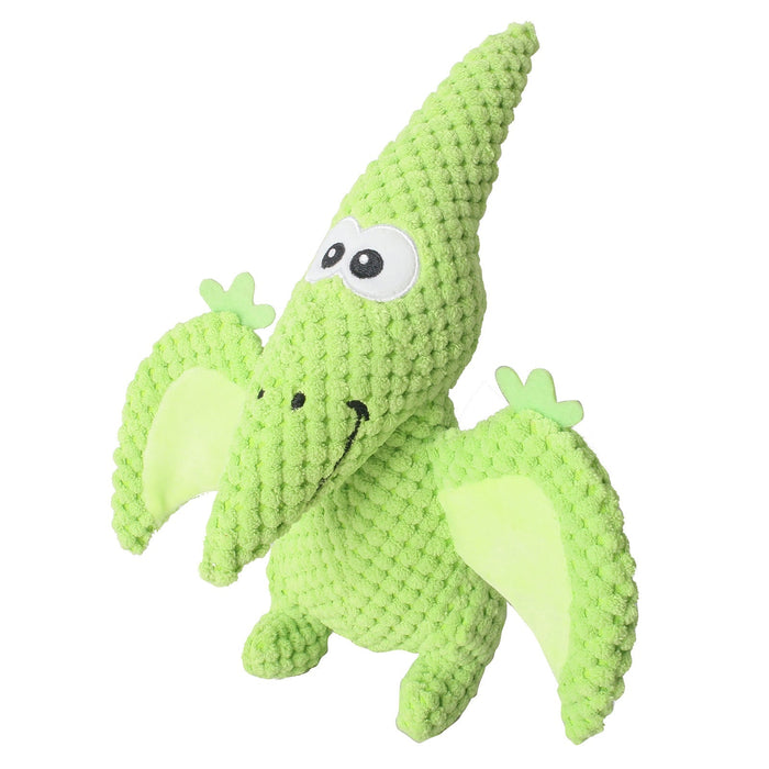 Plush Stuffed Pterosaur Dinosaur Pet Toy with Snapping Paper Wings Sounding Dog Toy