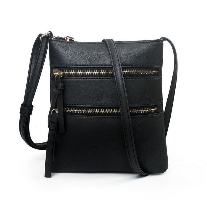 Multifunctional pocket with double zipper vertical women's bag