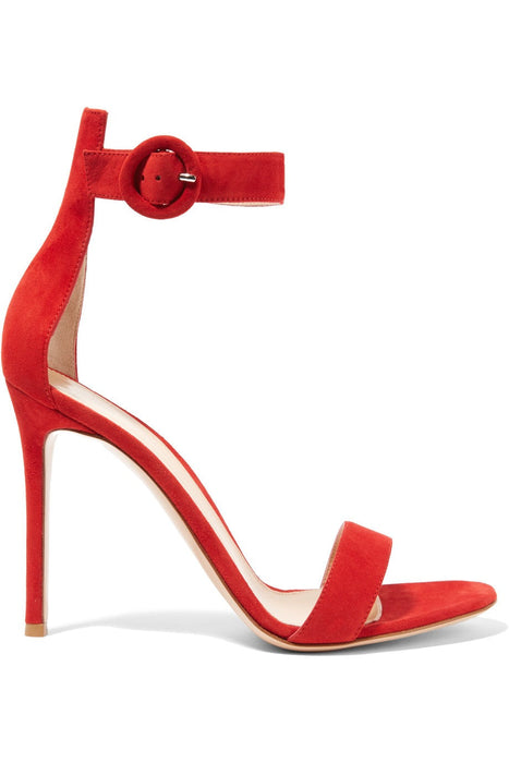 Womens One Line With Ankle Buckle Bag Heel Bare Wine Red