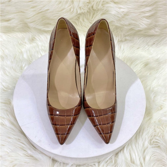 New Orange Snake Pattern High Heels 12Cm