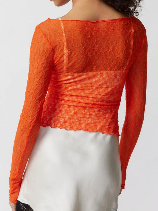 Sexy see through lace mesh T-shirt