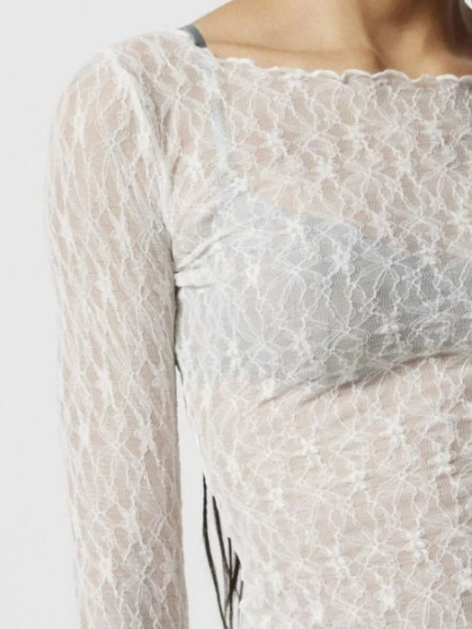 Sexy see through lace mesh T-shirt
