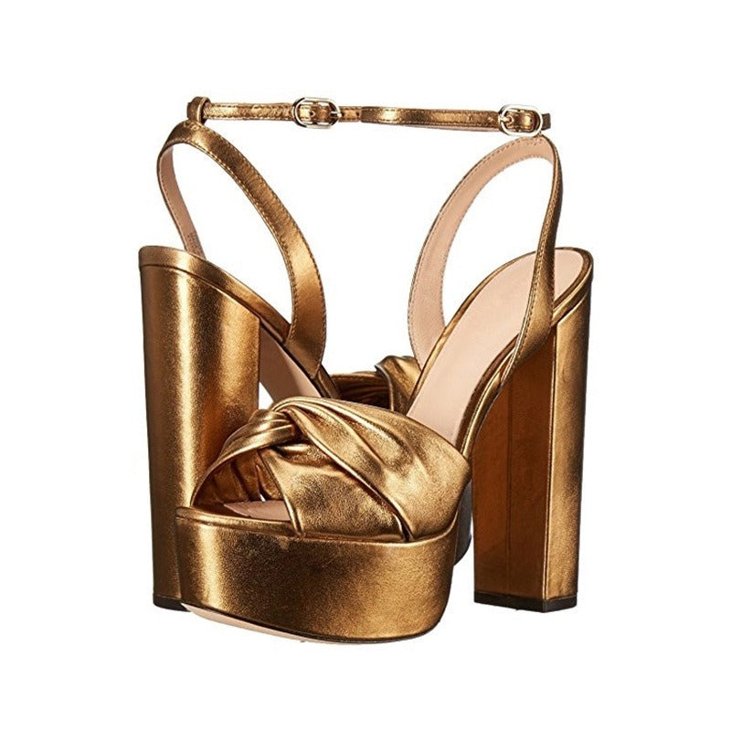 Womens Round Toe Thick Heels