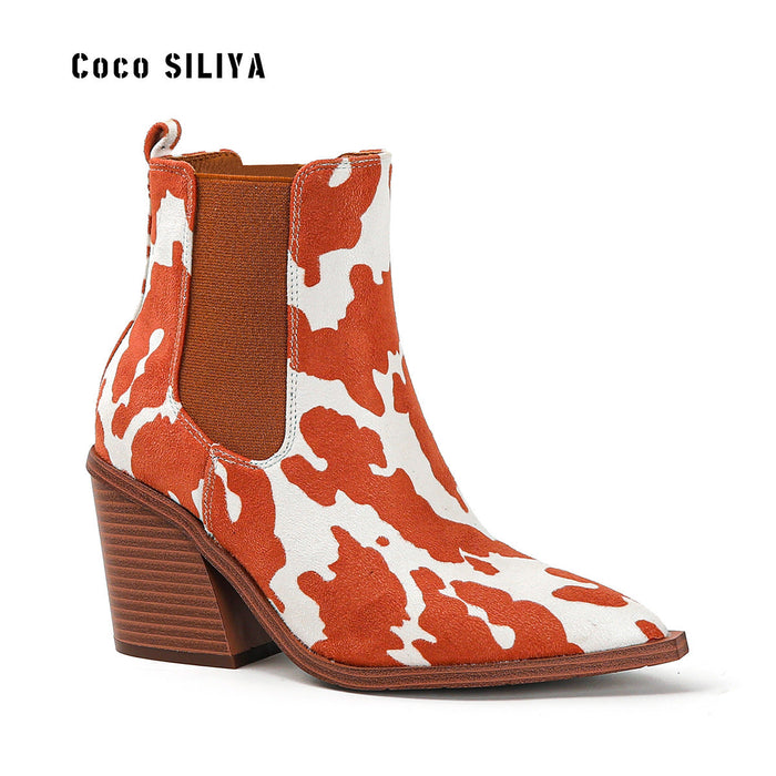 Women's Patterned Short Boots New Ankle Boots