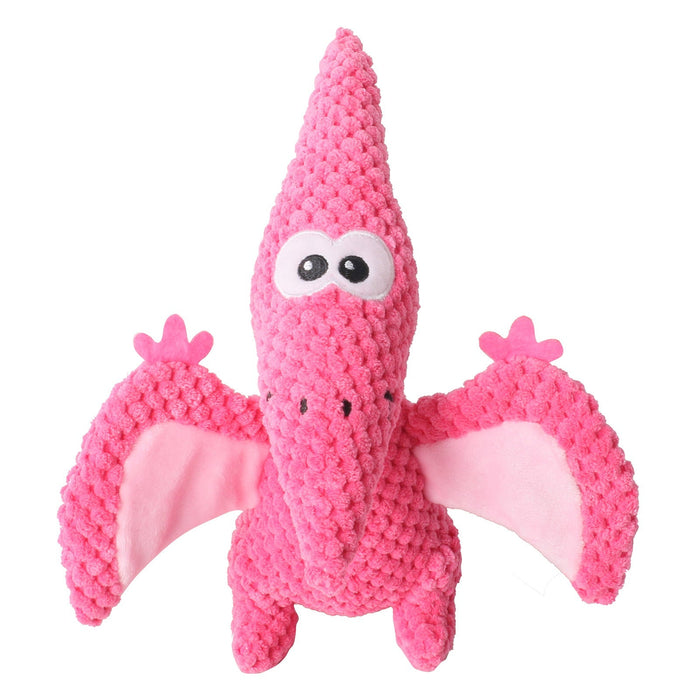 Plush Stuffed Pterosaur Dinosaur Pet Toy with Snapping Paper Wings Sounding Dog Toy