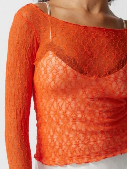 Sexy see through lace mesh T-shirt