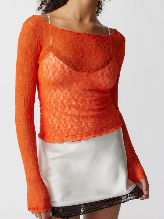 Sexy see through lace mesh T-shirt