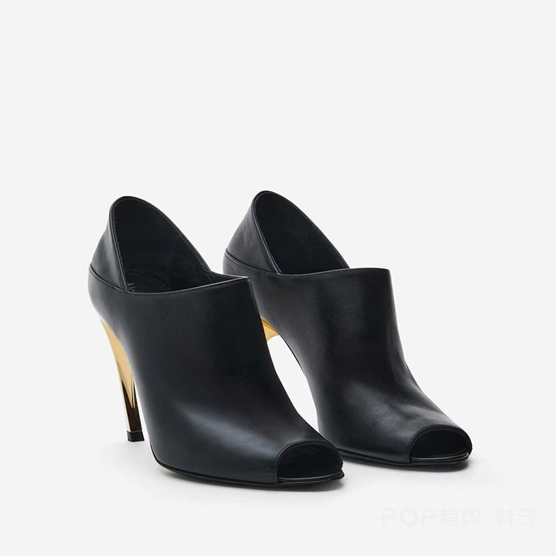 Round head fish mouth shaped heel summer high heels