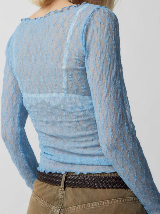 Sexy see through lace mesh T-shirt