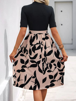 Splicing skirt half high neck fashionable and elegant dress