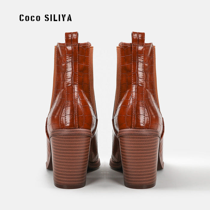 Women's High Heel Short Boots with Pointed Toe
