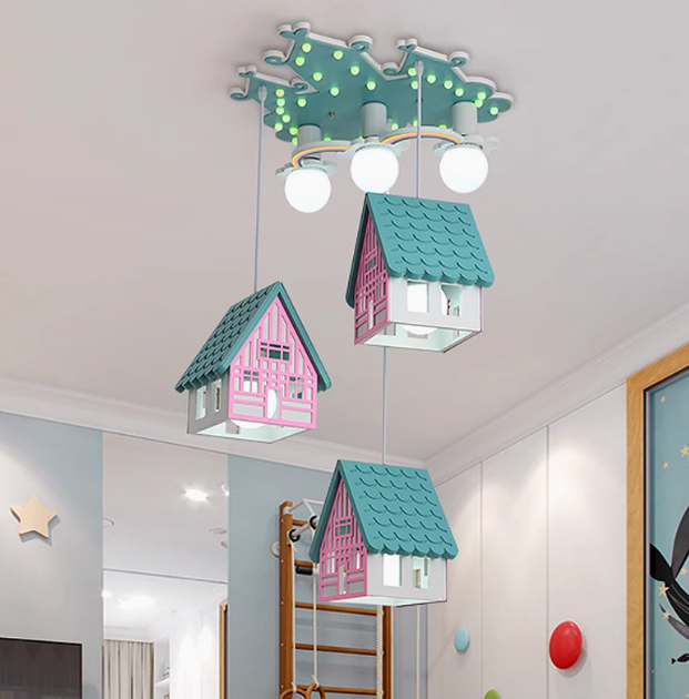 Children's room creative LED three-head chandelier