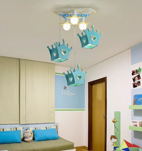Children's room creative LED three-head chandelier