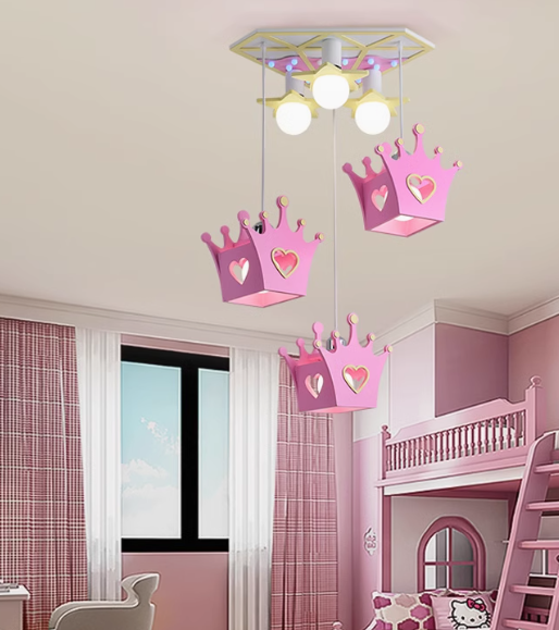 Children's room creative LED three-head chandelier