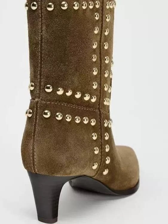 Women’s Brown Suede Western Ankle Boots
