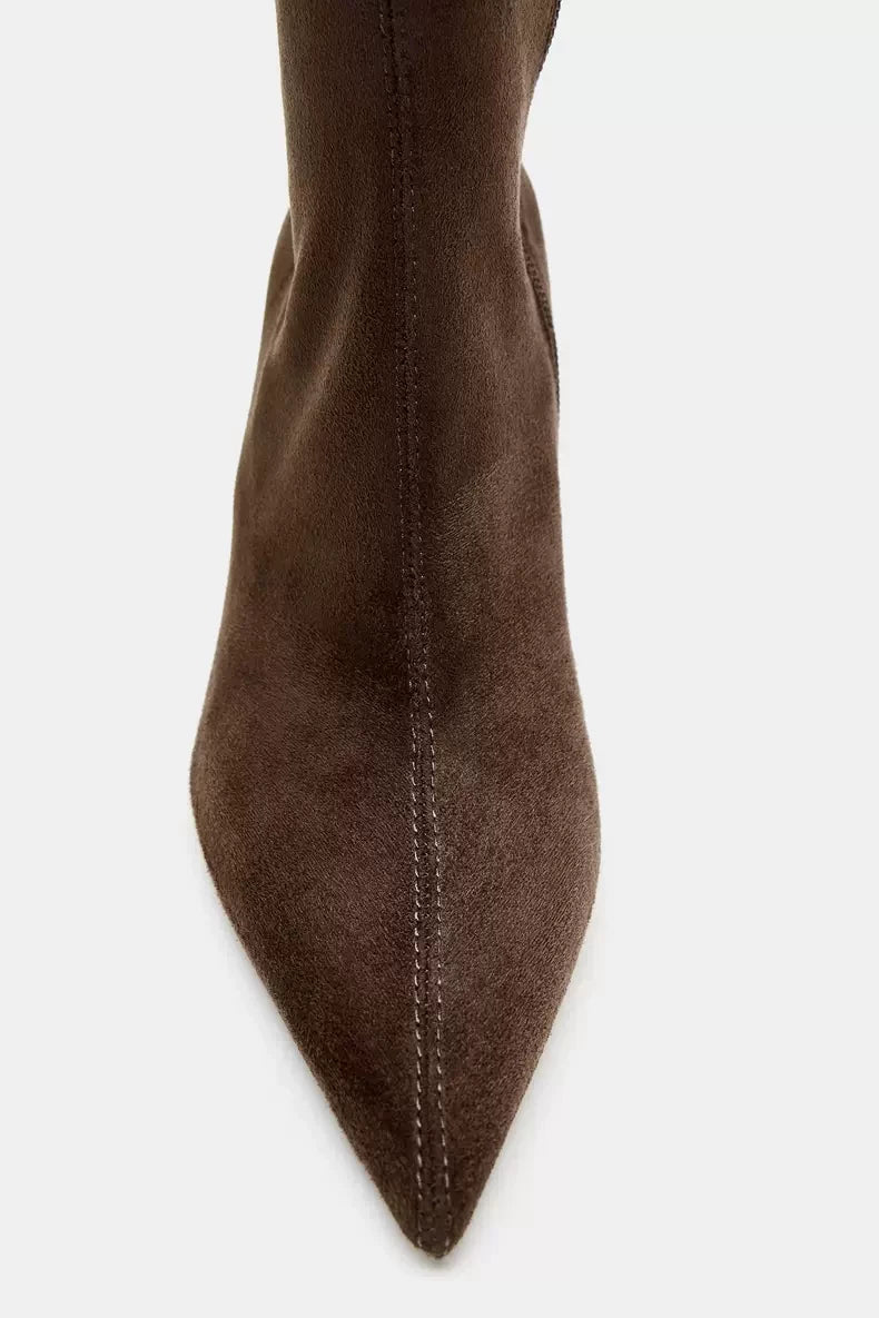 Women’s Brown Suede Ankle Boots — Slim Fit Fashion Boots