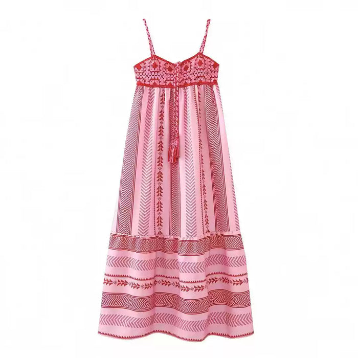Bohemian holiday style crochet stitching knitted dress