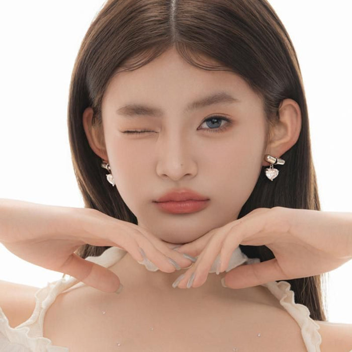 Ballet Style Cute Love Heart Stud Earrings Peach Heart Ear Rings