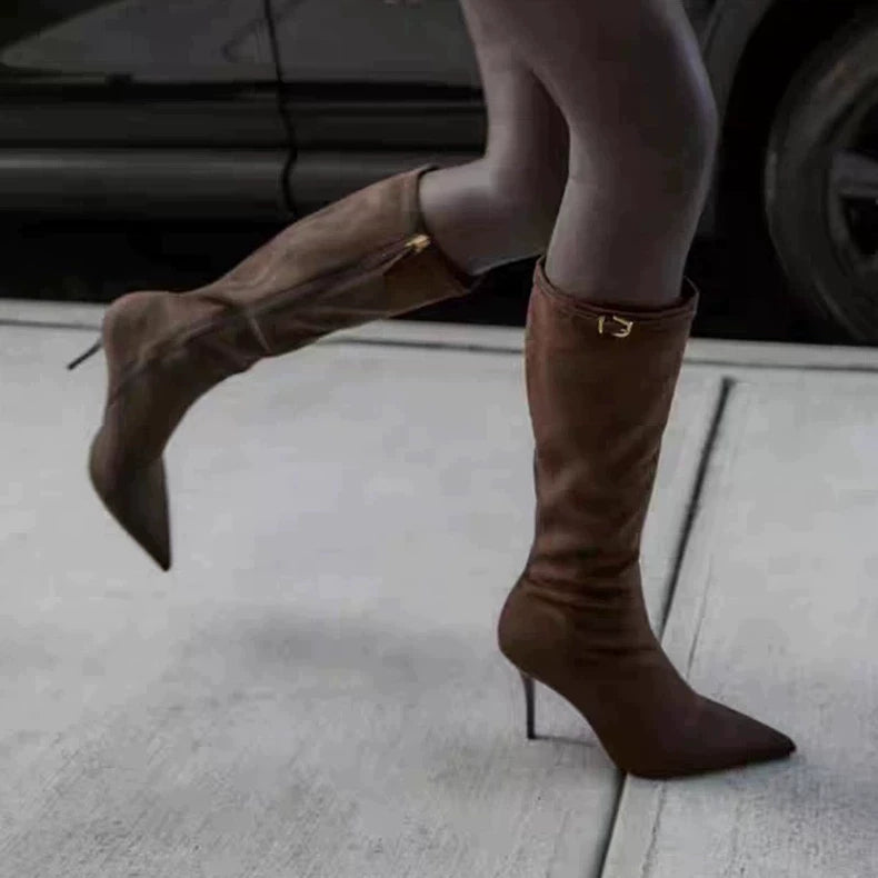 Women’s Brown Suede Ankle Boots — Slim Fit Fashion Boots
