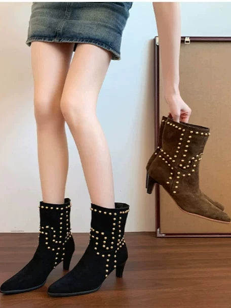 Women’s Brown Suede Western Ankle Boots