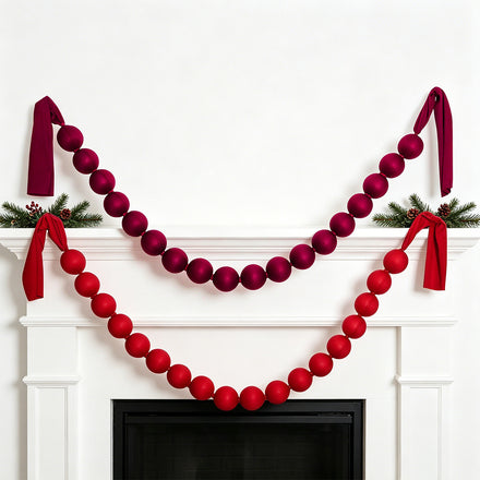 Red Fabric Ball Hanging Ornament — Christmas Photo Shoot Decoration