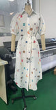 Women's graffiti dress lantern sleeve dress shirt