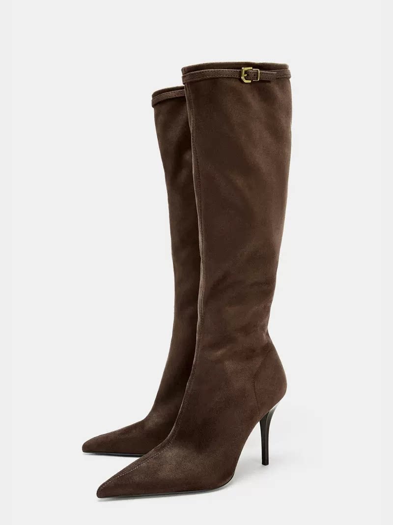Women’s Brown Suede Ankle Boots — Slim Fit Fashion Boots - 棕色10cm