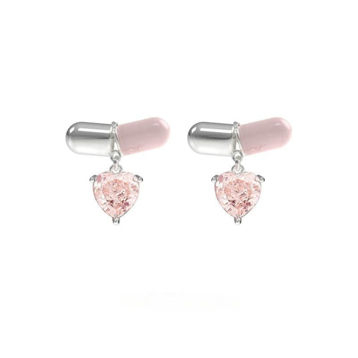 Ballet Style Cute Love Heart Stud Earrings Peach Heart Ear Rings
