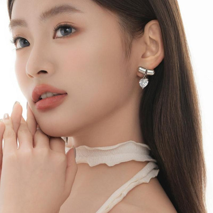 Ballet Style Cute Love Heart Stud Earrings Peach Heart Ear Rings