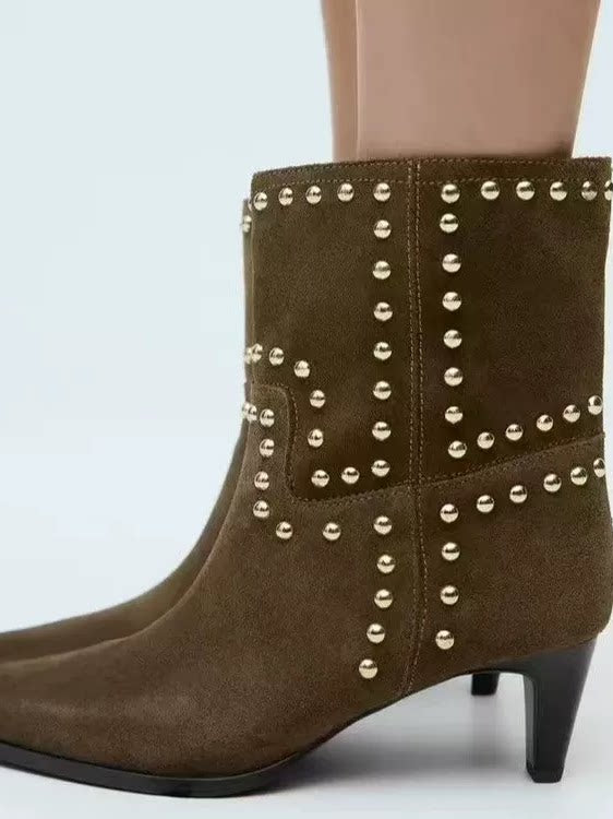 Women’s Brown Suede Western Ankle Boots