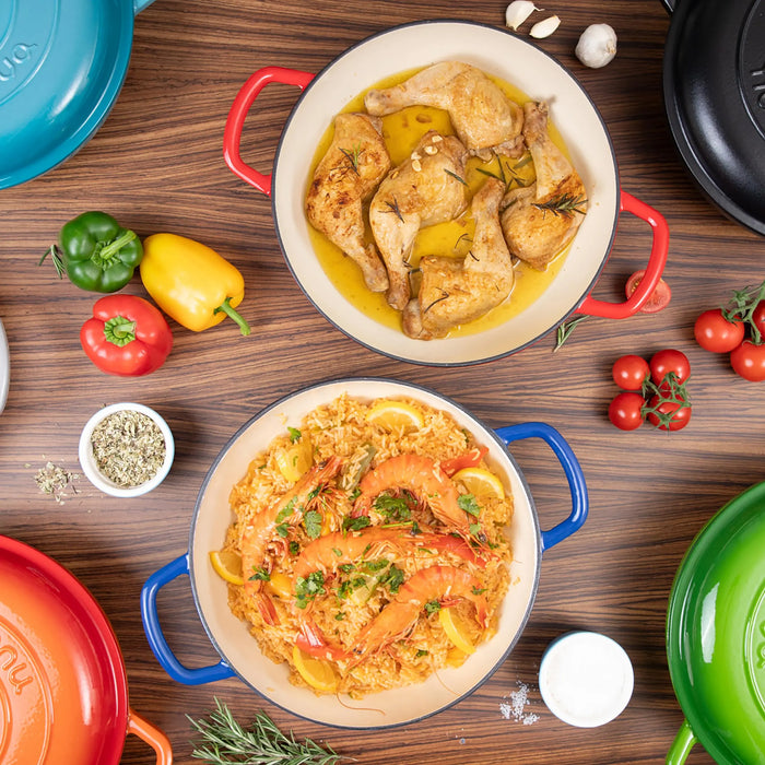 23Cm Enameled Cast Iron Dutch Oven 2 Quart Heavy Soup Pot Casserole Dish for Bread Baking and Stew Kitchen Nonstick Braised Pot